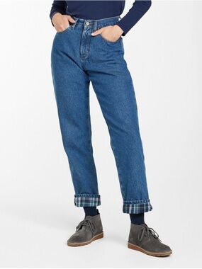L.L. Bean Women's Double L® Jeans, Ultra-High Rise Tapered Leg Flannel-Lined